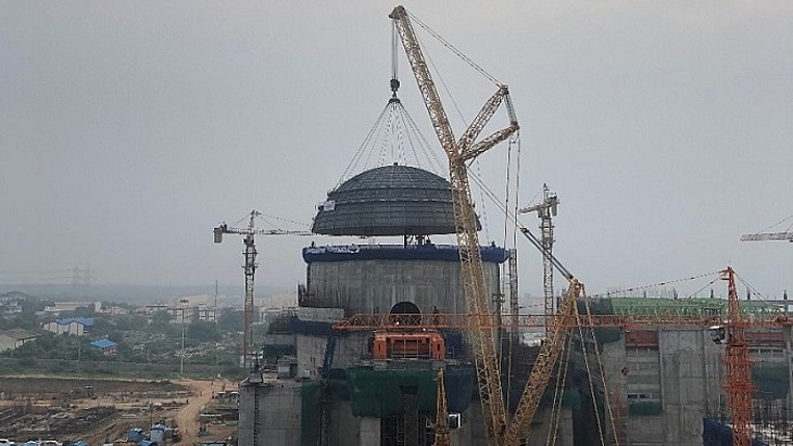 Kudankulam unit 3 reactor building dome installed